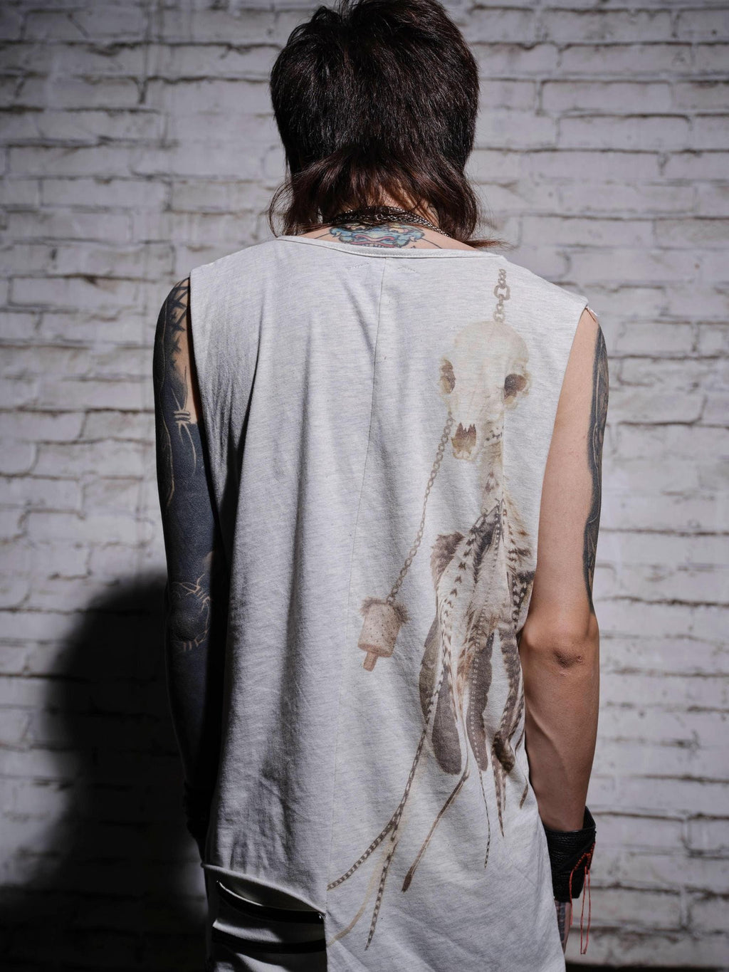The space between Us Visual Feather Skull Rock Tribal Round Neck Women's Cotton Tank Tops