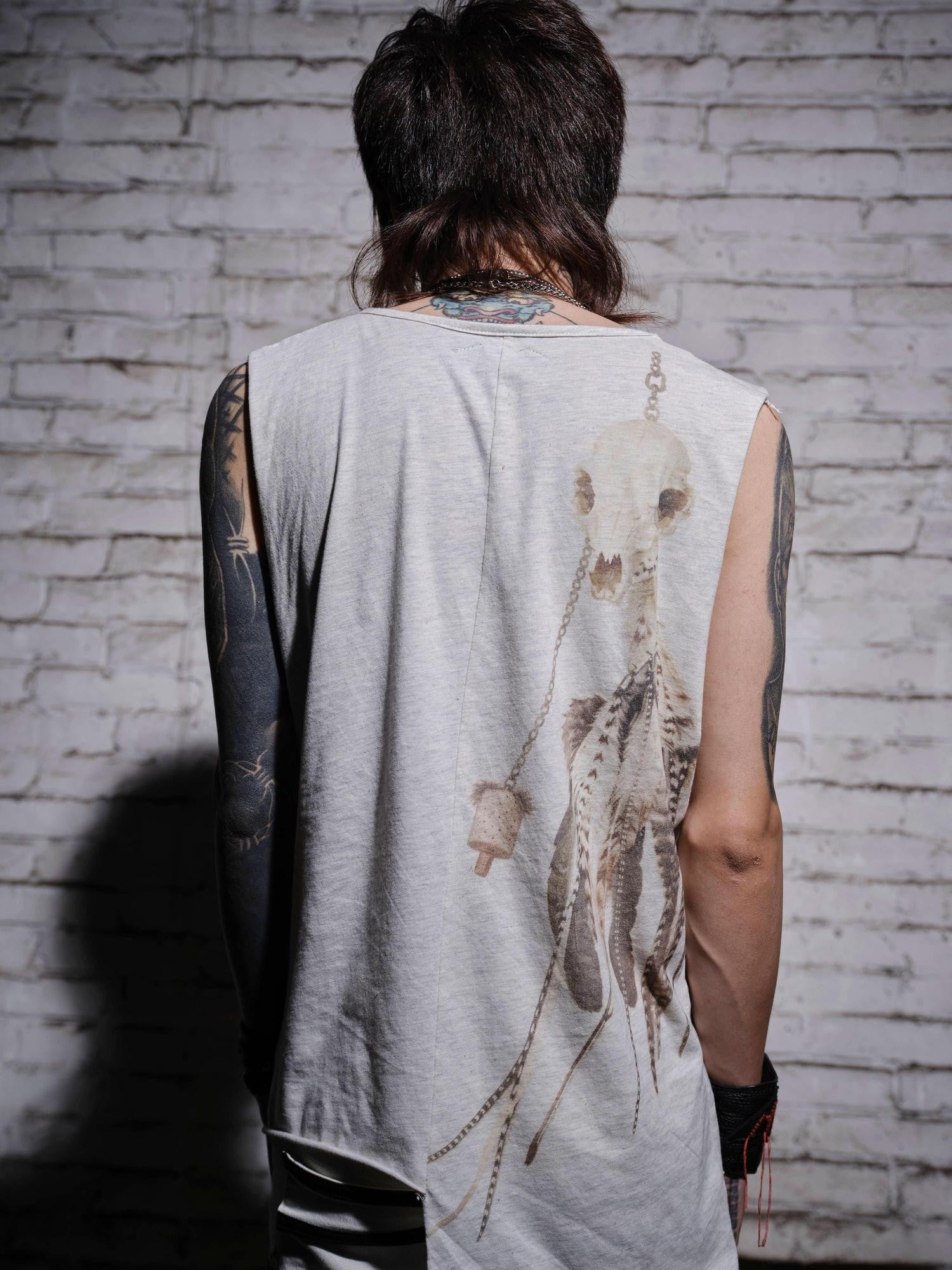 The space between Us Visual Feather Skull Rock Tribal Round Neck Women's Cotton Tank Tops