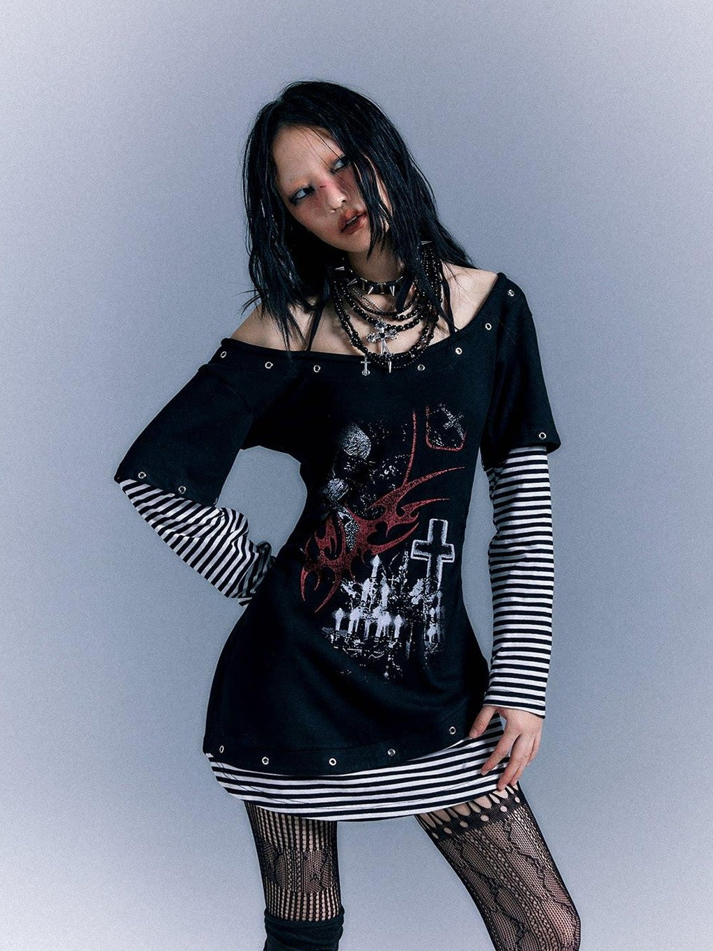 Frustration Garden Ruching Cinched Waist Street Cotton Long Sleeve Bardot Tee Casual Mini Dresses
