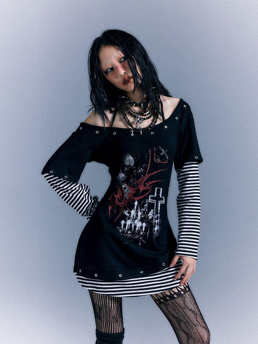 Frustration Garden Ruching Cinched Waist Street Cotton Long Sleeve Bardot Tee Casual Mini Dresses