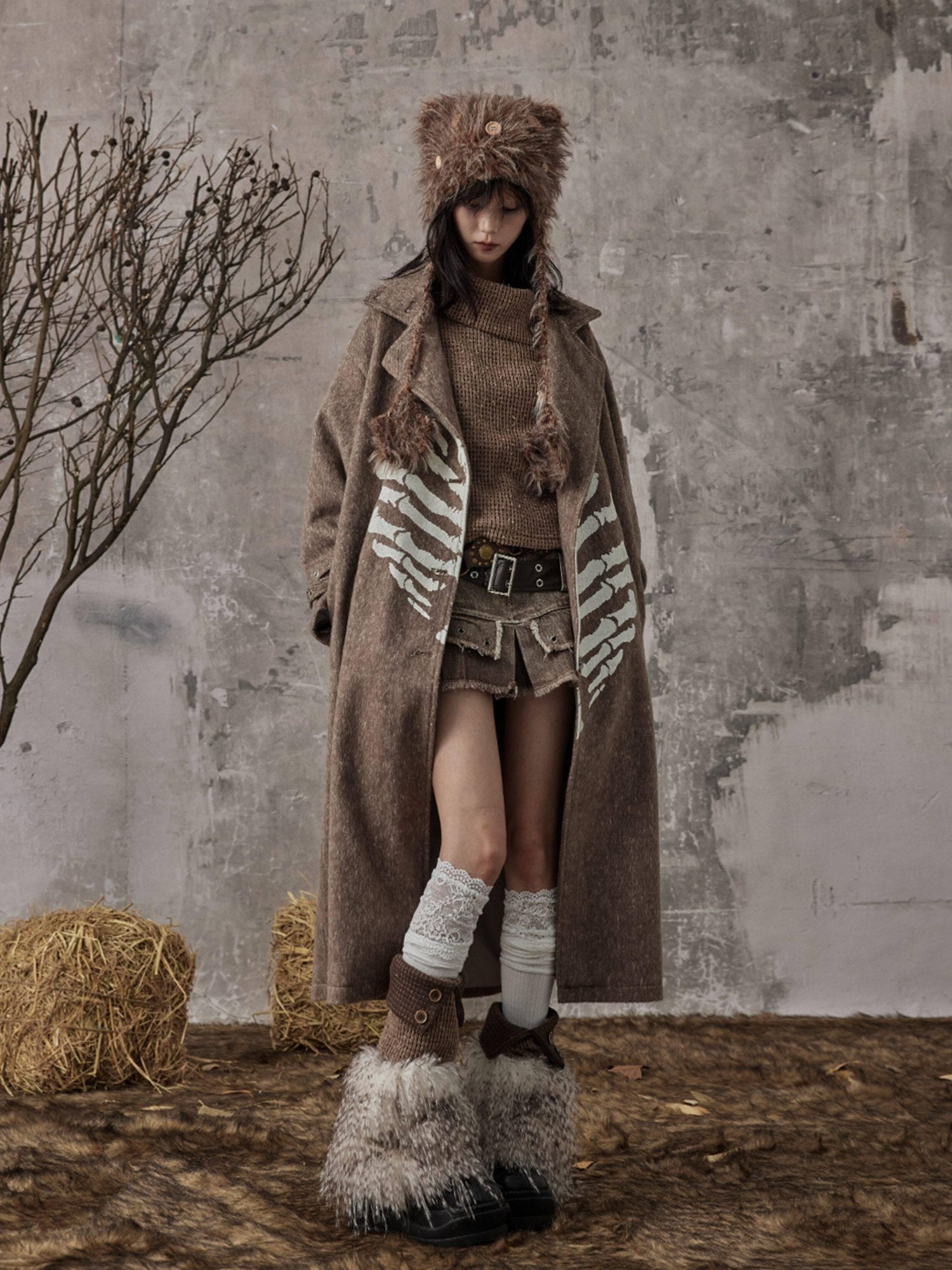Frustration Garden Cozy Thick Slouchy Scrunch Edgy Style For Women Brown Fashion Leg Warmers