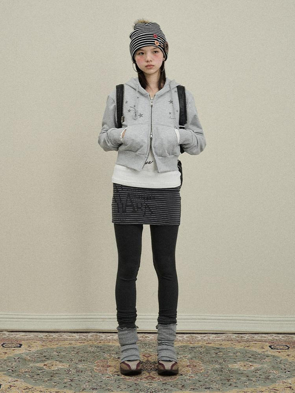 Achihara Star Print Cropped Zip Hooded Slim Fit Long Sleeve Women'S Cotton Hoodies