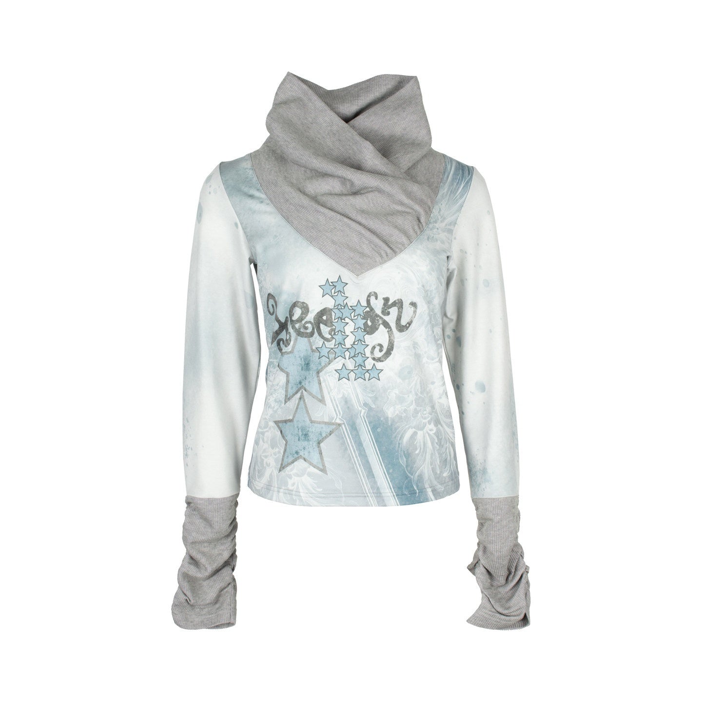 4RE1GN_Badge_Star_Print_Contrast_Ruched_Neck_Women's_Polyester_Long_Sleeve_T-shirts_1001079953727_MISSTT