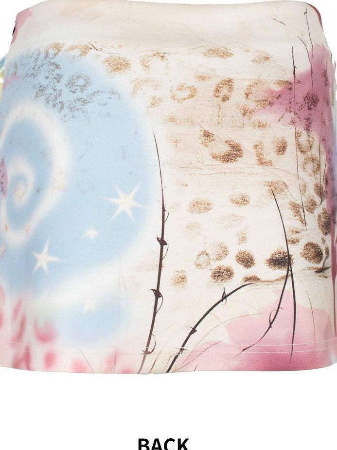 4RE1GN Dreamy Floral Sequin Tape Woven Women's Polyester Spandex Mini Skirts