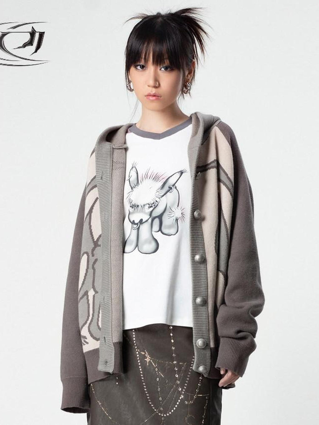 4RE1GN Emodonkey Print Contrast Colorblock Patchwork Women's Long Sleeve T-shirts