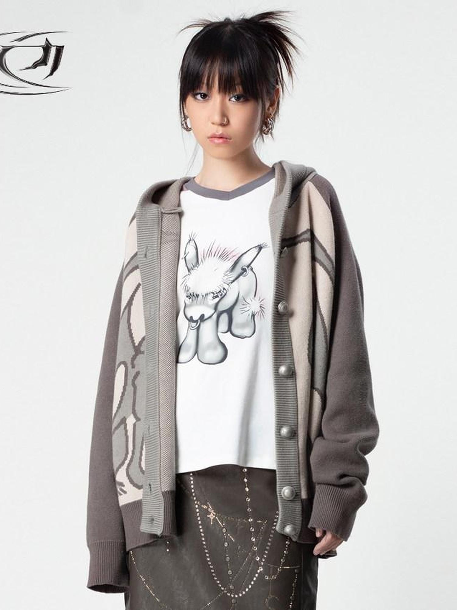 4RE1GN Emodonkey Print Contrast Colorblock Patchwork Women's Long Sleeve T-shirts