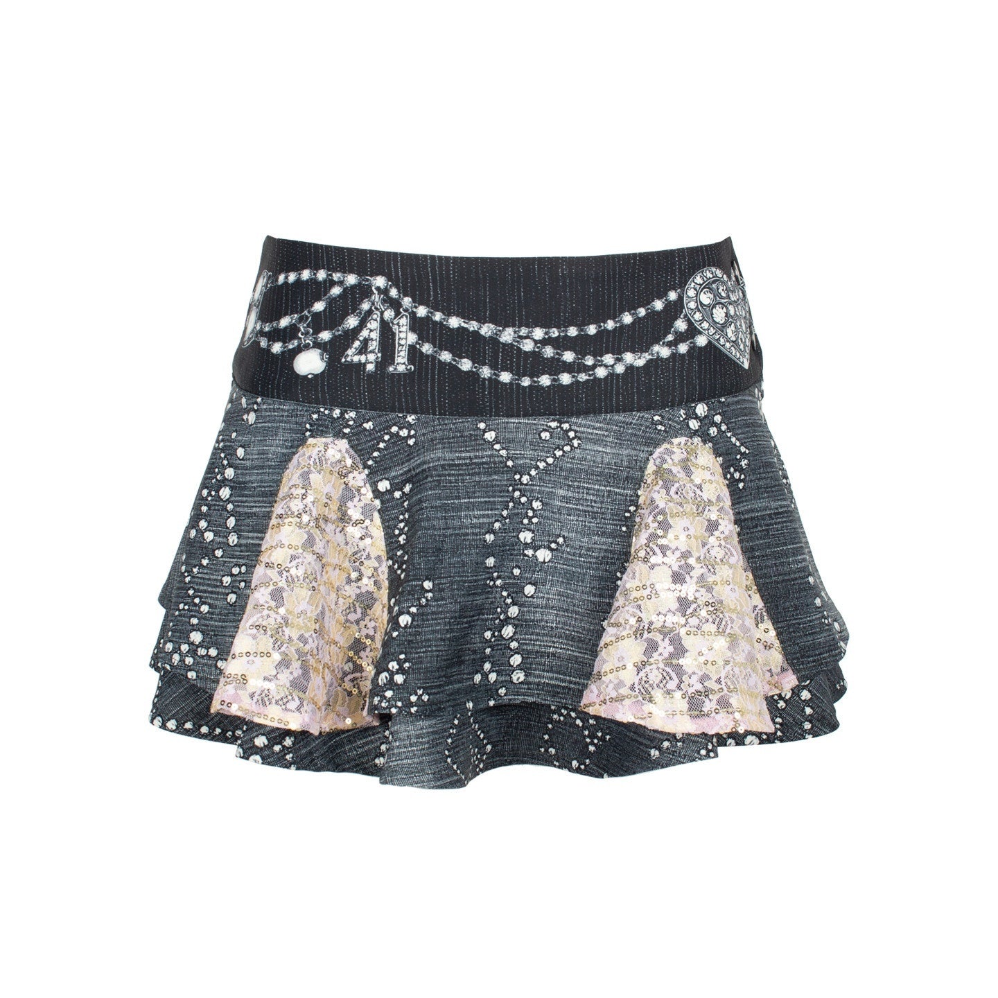 4RE1GN_Faux_Denim_Rhinestone_Pearl_Lace_A_Line_High_Waist_Women's_Polyester_Mini_Skirts_923609790671_MISSTT
