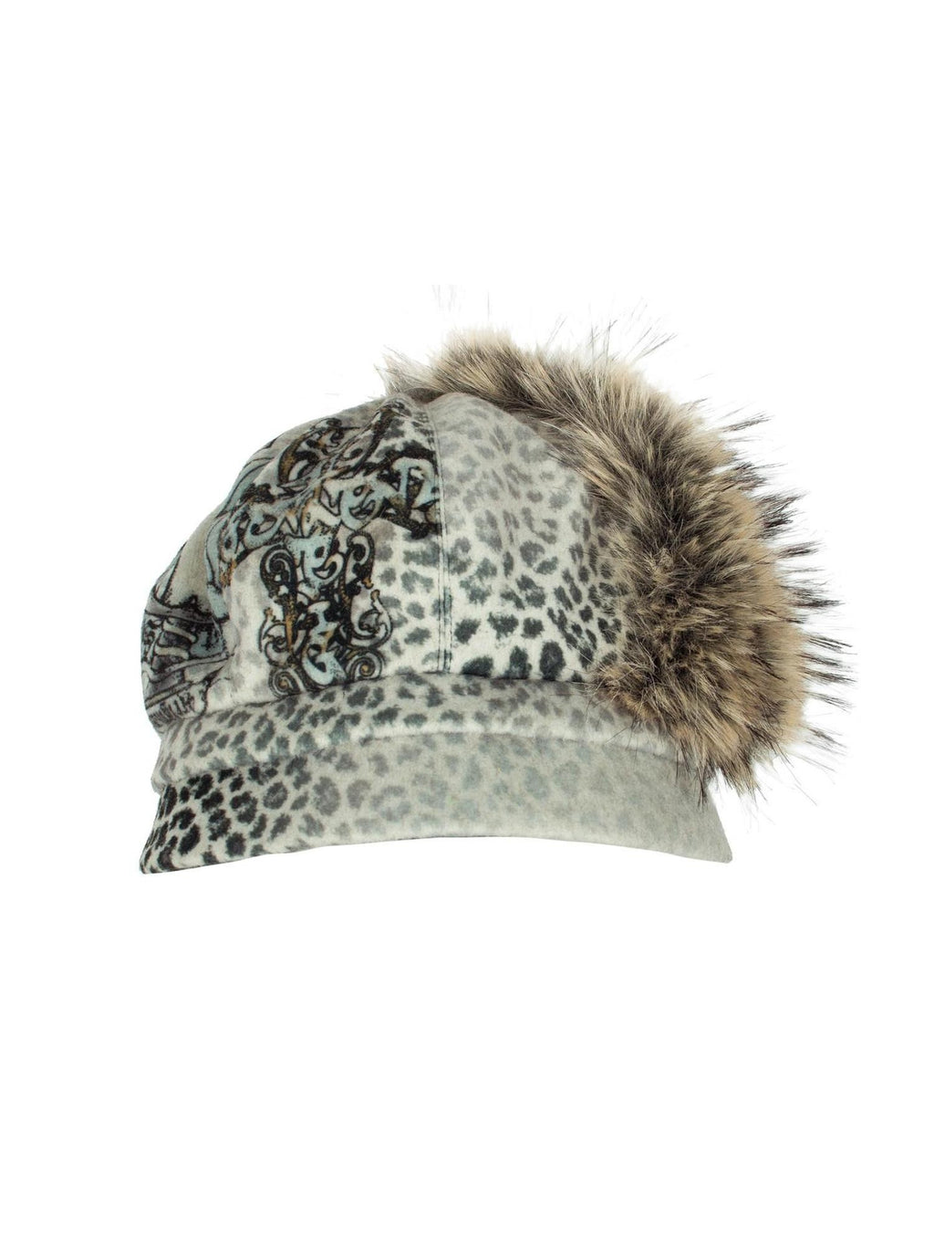 4RE1GN Faux Fur Leopard Print Badge Print Patchwork Women's Polyester Hats