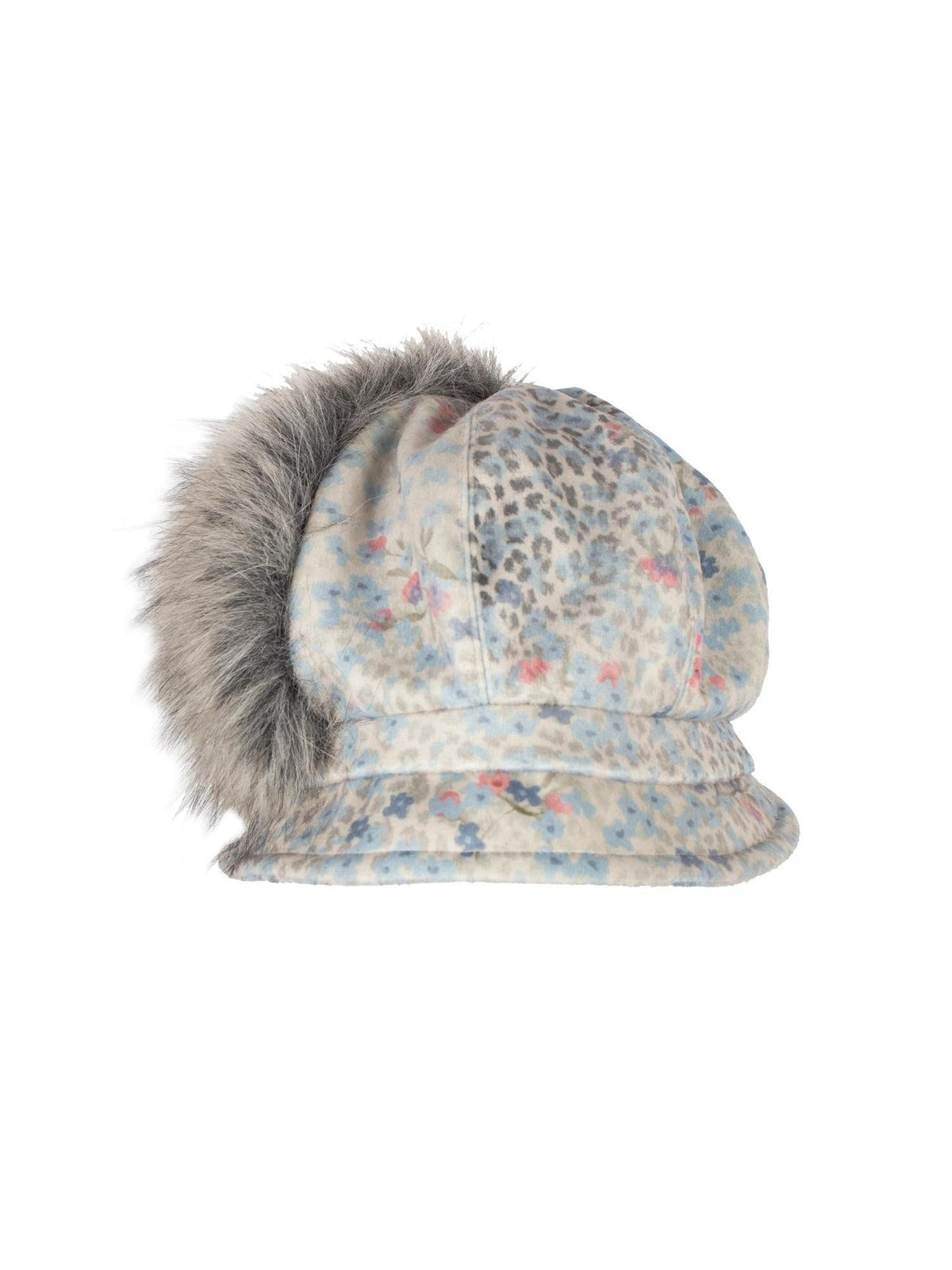 4RE1GN Floral Leopard Faux Fur Trim Woolen Print Women's Hats