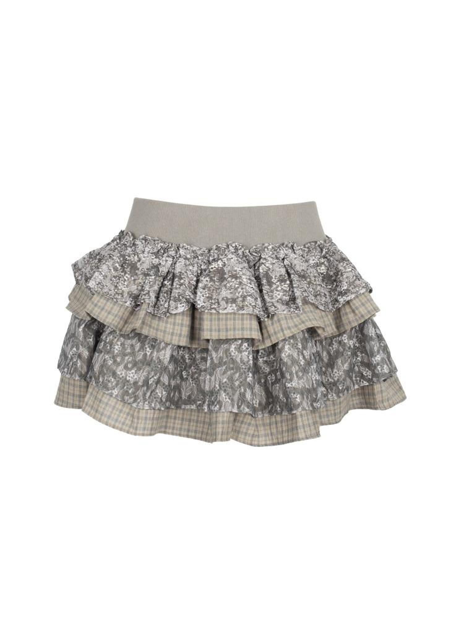 4RE1GN Graffiti Camouflage Plaid Lace Patchwork Women's Cotton Polyester Tiered Skirts