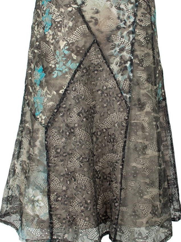 4RE1GN Irregular Patchwork Plaid Leopard Floral Double Layer Women's Midi Skirts