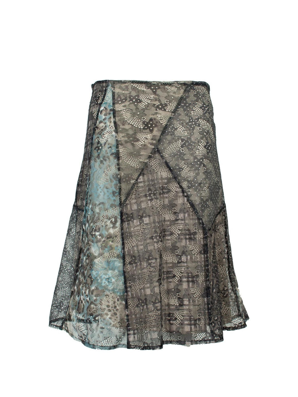 4RE1GN Irregular Patchwork Plaid Leopard Floral Double Layer Women's Midi Skirts