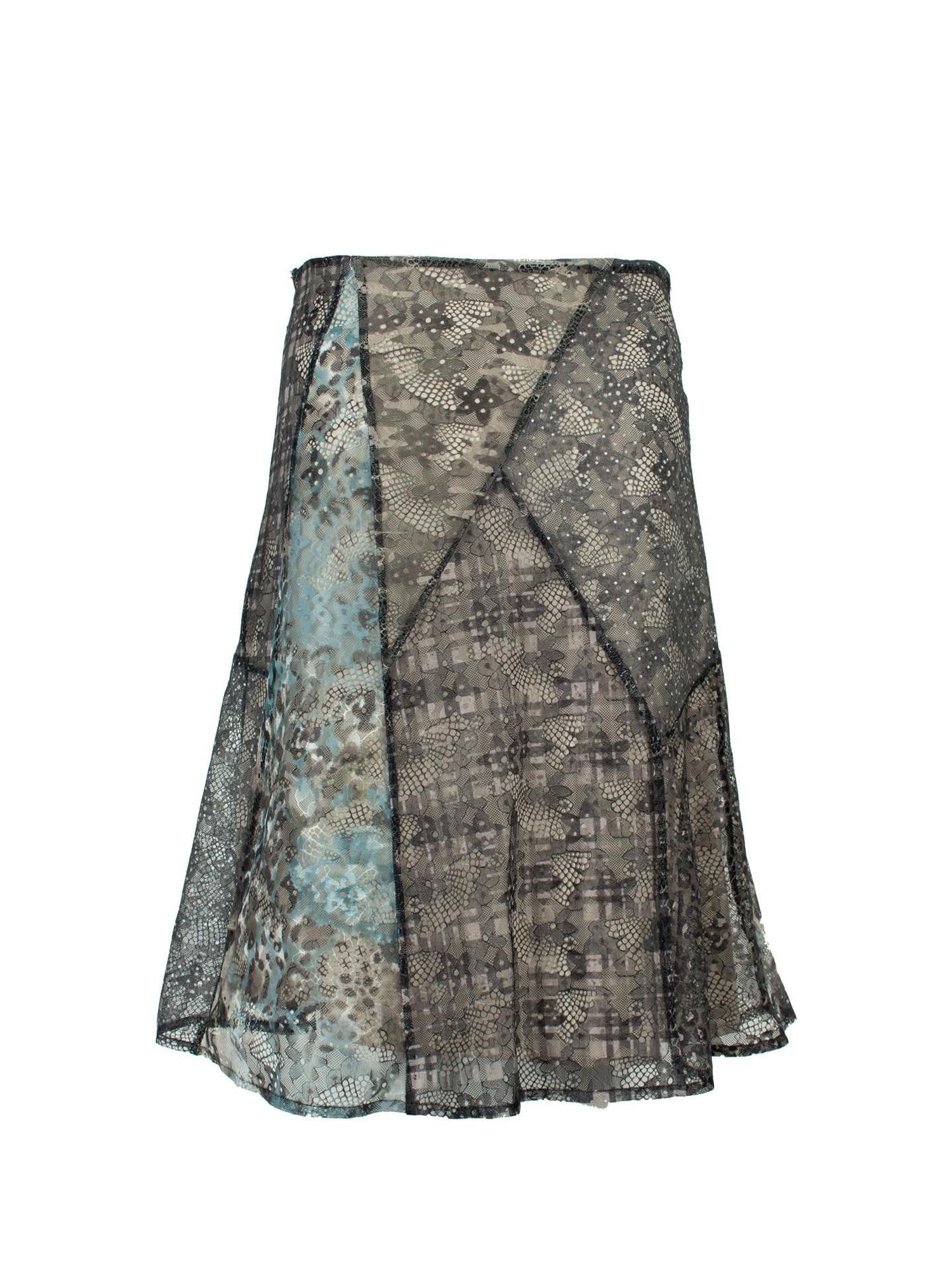4RE1GN Irregular Patchwork Plaid Leopard Floral Double Layer Women's Midi Skirts