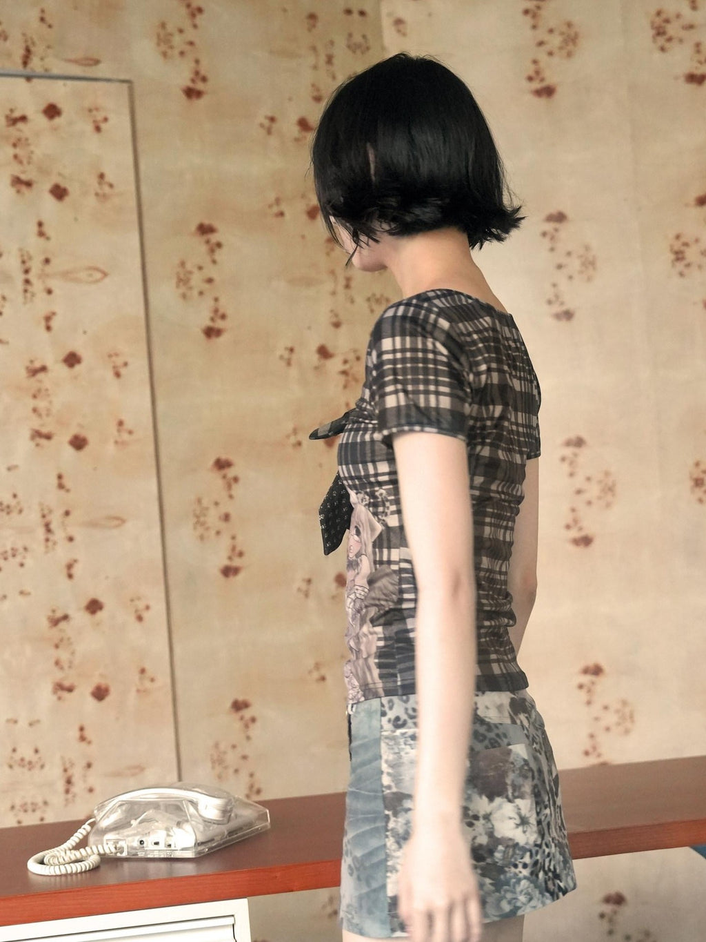 4RE1GN Leopard Floral Colorblock Studded Women's Polyester Cotton Mini Skirts