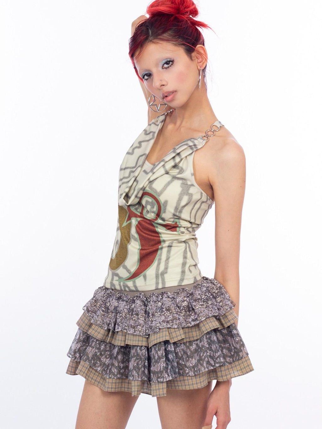 4RE1GN Mystic Emblem Grunge Letter Print Metal Buckle Women's Polyester Tank Tops