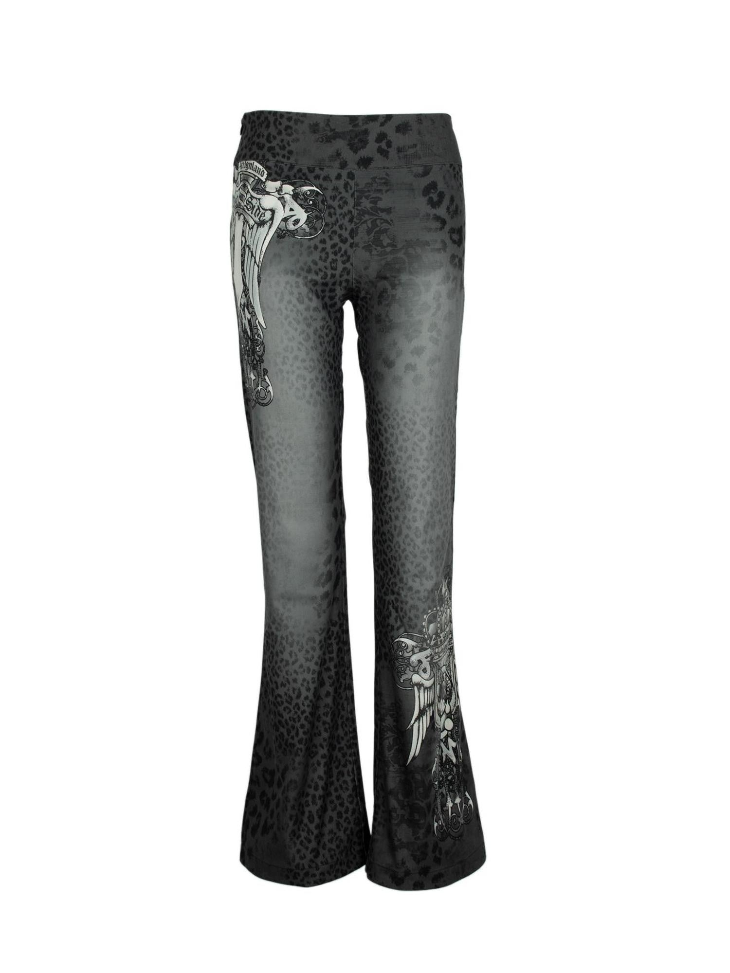 4RE1GN Panther Leopard Badge Print Vintage Women's Polyester Corduroy Bootcut Pants