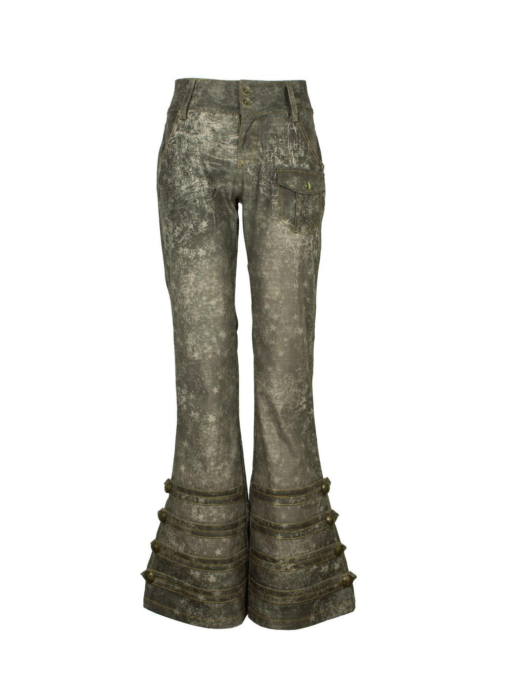 4RE1GN Retro Star Print Heavy Corduroy Women's Polyester Flare Pants