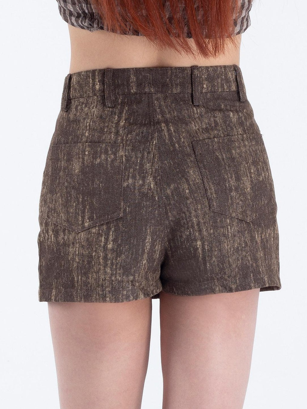 4RE1GN Skull Print Plaid Patchwork A Line Women's Cotton Blend Skorts