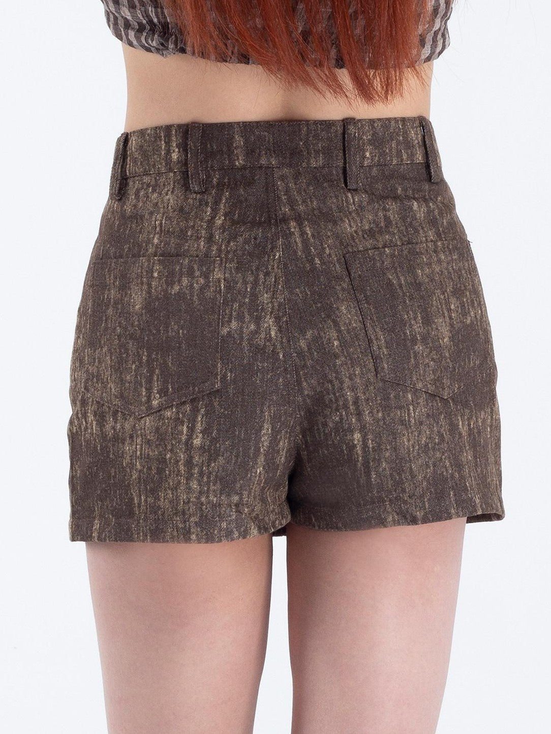4RE1GN Skull Print Plaid Patchwork A Line Women's Cotton Blend Skorts