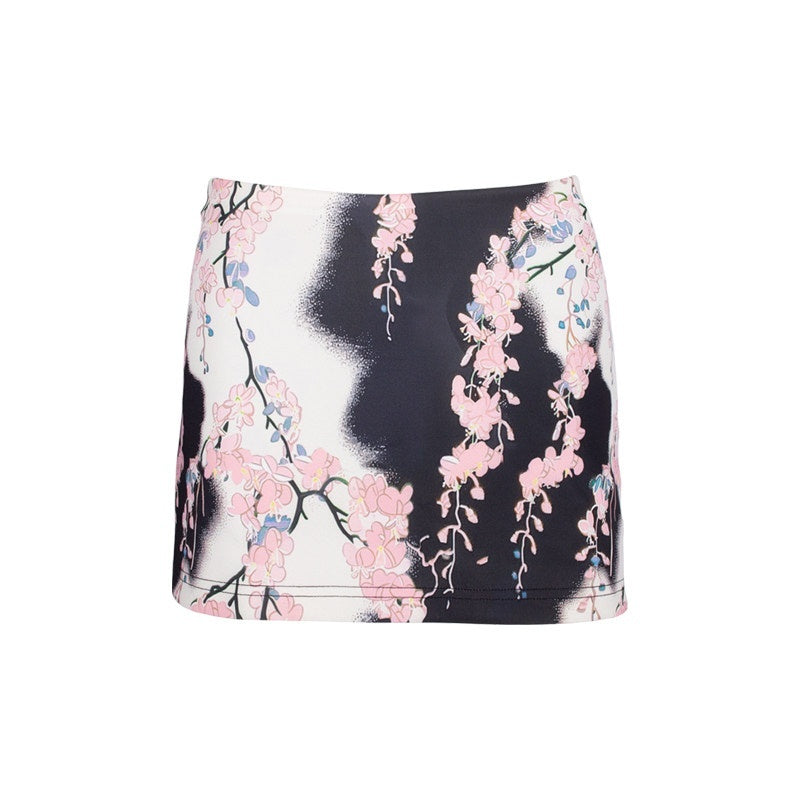 4RE1GN_Vintage_Black_Pink_Cherry_Blossom_Print_Women's_Polyester_Mini_Skirts_900869084713_MISSTT
