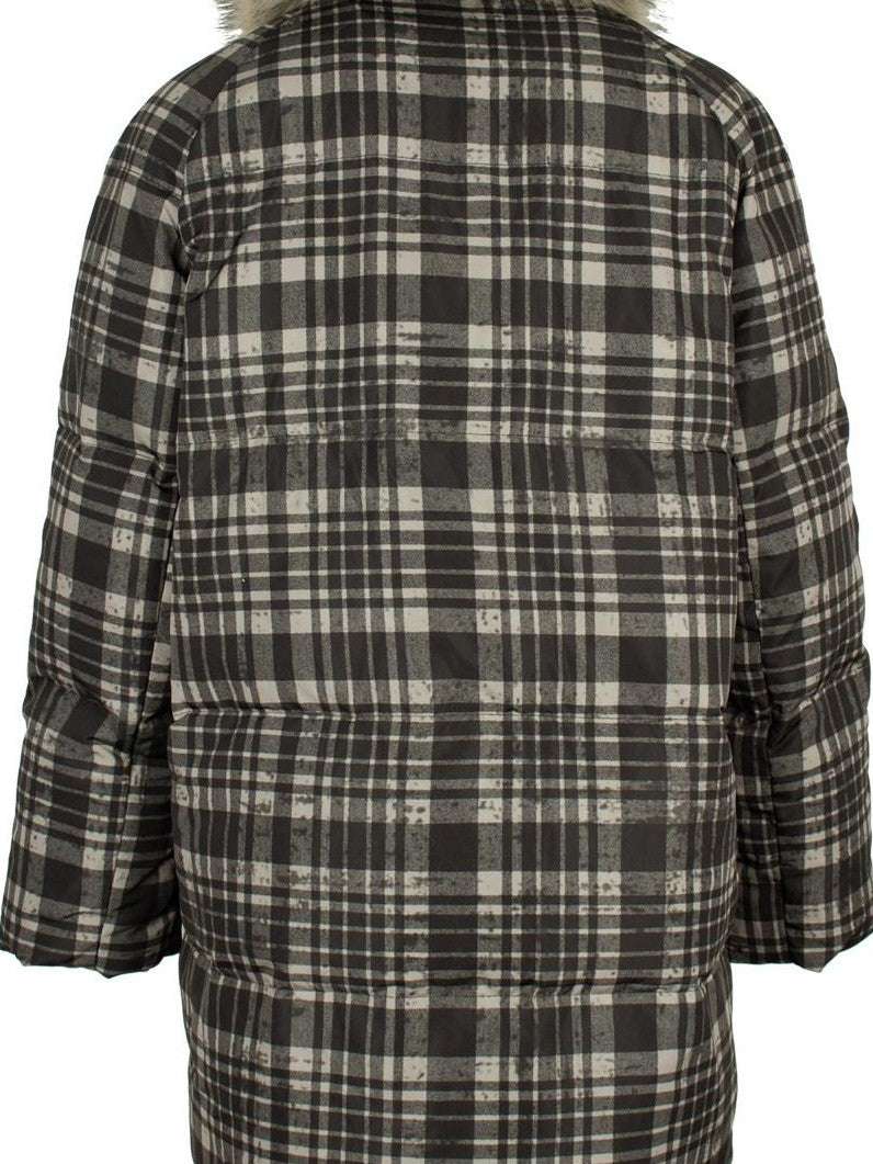 4RE1GN Vintage Check Bear Heart Detachable Fur Women's 90 White Duck Down Down Jackets