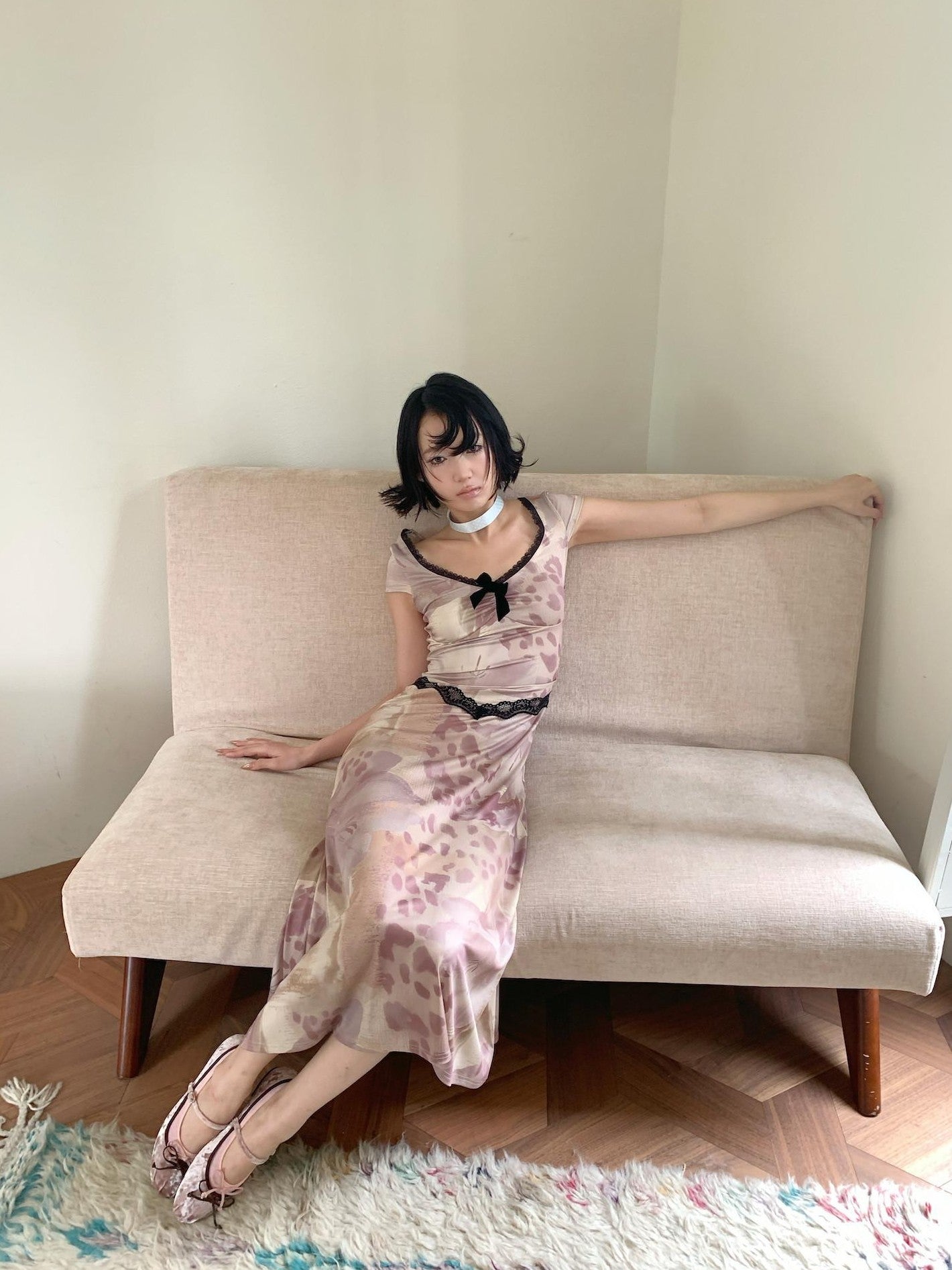 4RE1GN Vintage Lace Splice Leopard Floral Print Women's Casual Maxi Dresses