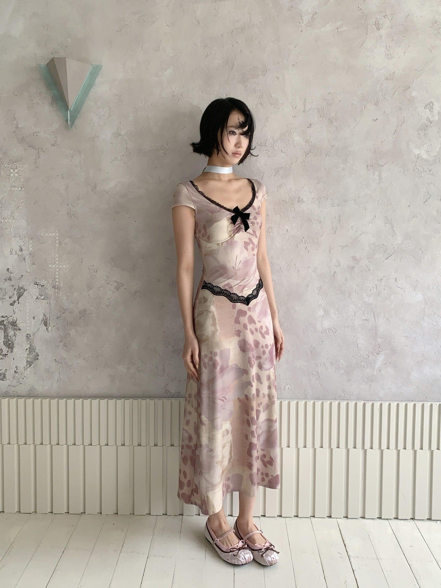 4RE1GN Vintage Lace Splice Leopard Floral Print Women's Casual Maxi Dresses