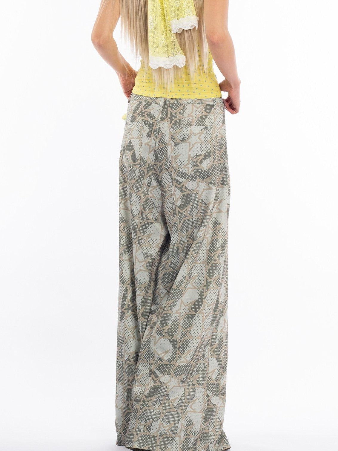 4RE1GN Vintage Messy Graffiti Star Print Women's Loose Straight-leg Pants