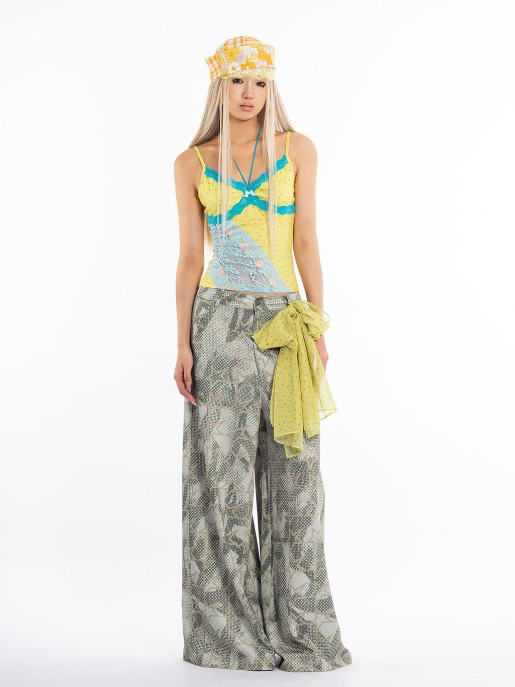 4RE1GN Vintage Messy Graffiti Star Print Women's Loose Straight-leg Pants