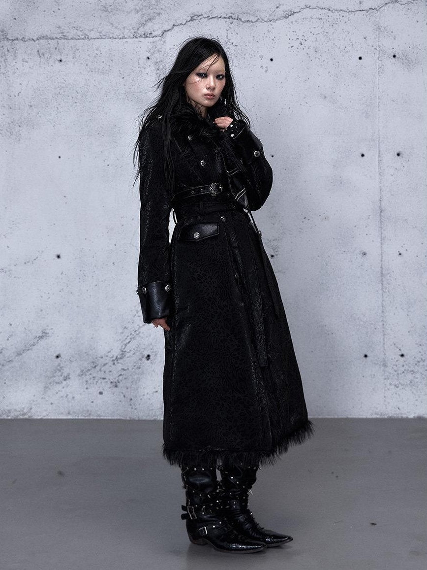 NO ROMANCE Reversible Leopard Print Punk Loose Double Breasted Women Midlength Long Coats