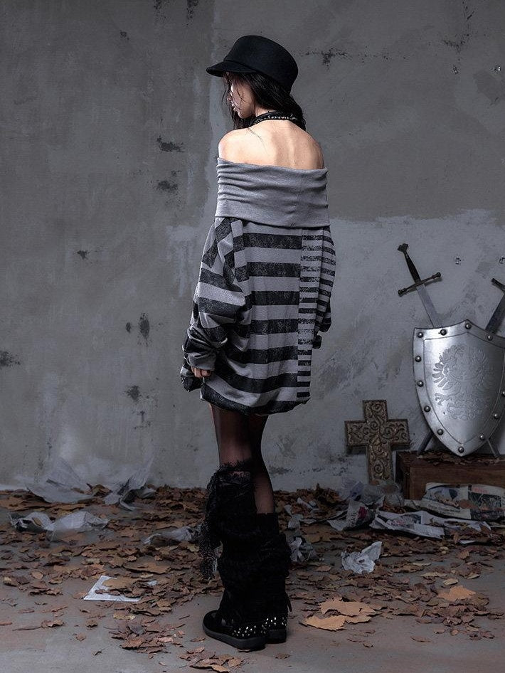 NO ROMANCE Stretch Viscose Printed Relaxed Loose Longsleeve Women Party Casual Mini Dresses