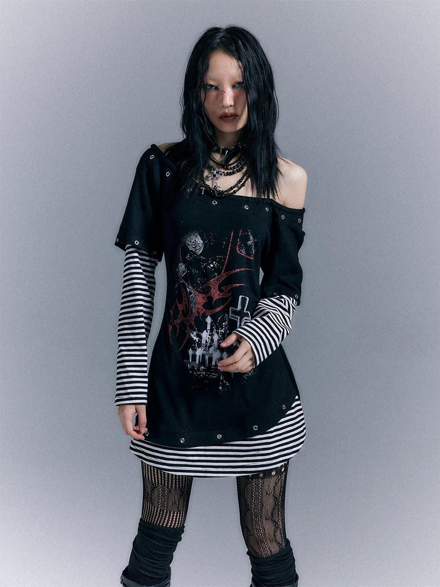 Frustration Garden Ruching Cinched Waist Street Cotton Long Sleeve Bardot Tee Casual Mini Dresses