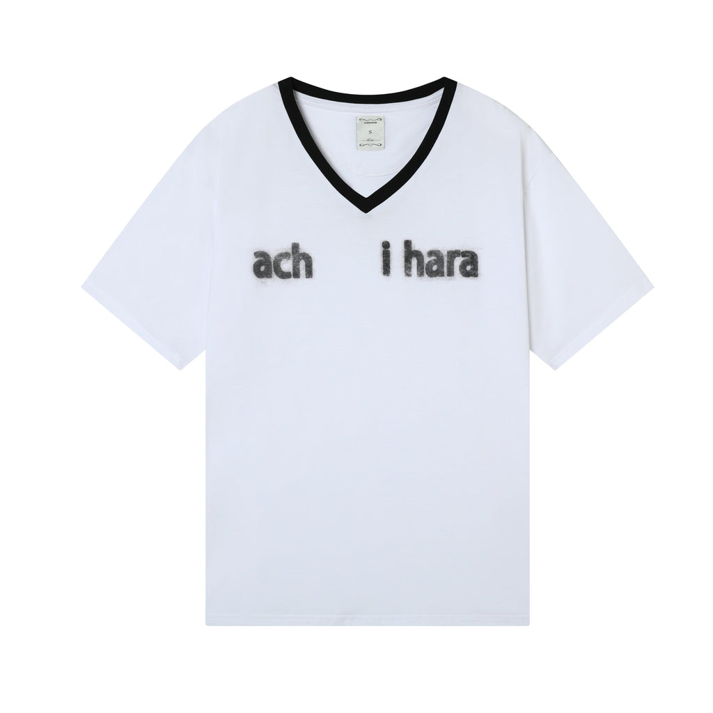 Achihara_Ice_Block_V-neck_Loose_Letter_Print_Women'S_Lyocell_Short_Sleeve_T-Shirts_MISSTT