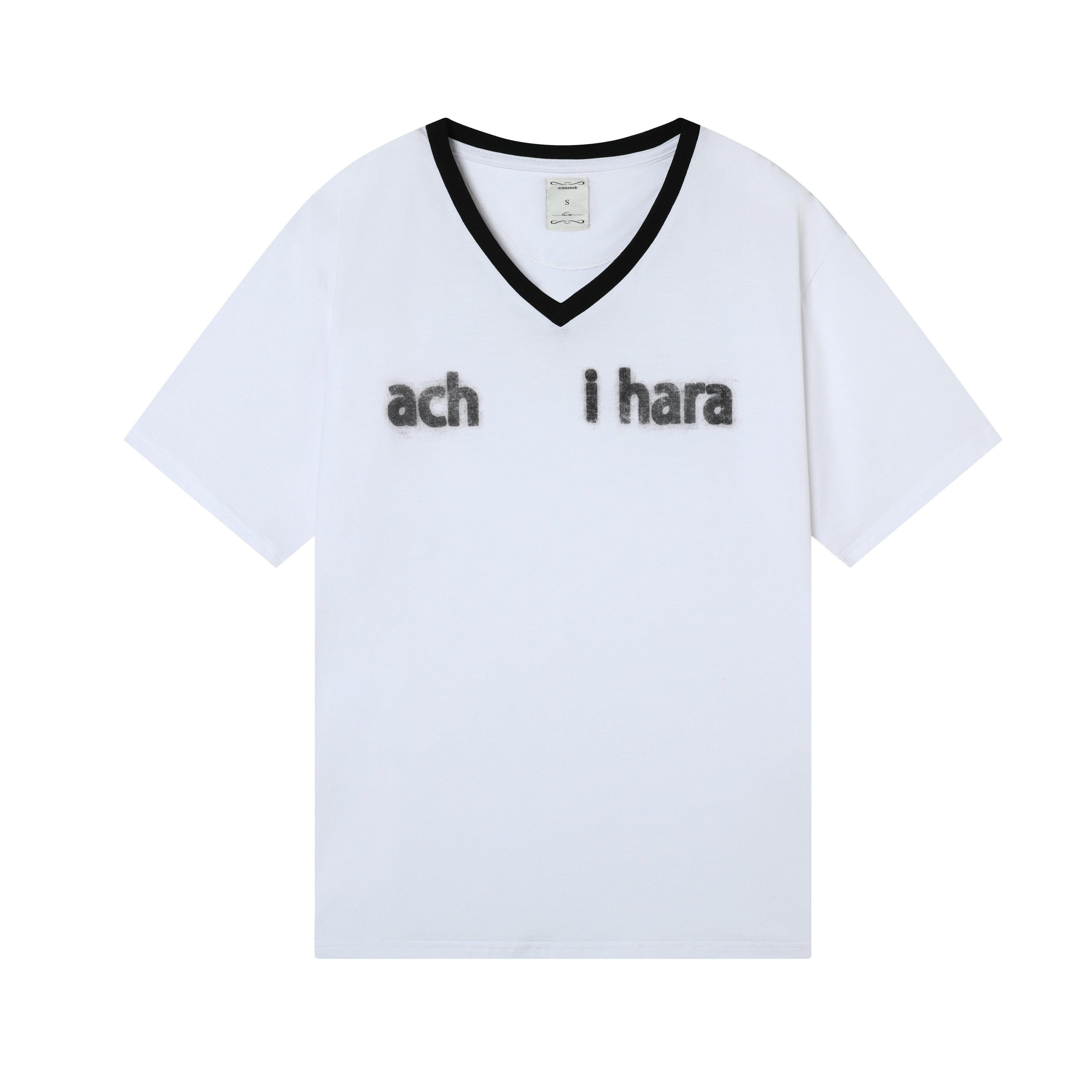 Achihara_Ice_Block_V-neck_Loose_Letter_Print_Women'S_Lyocell_Short_Sleeve_T-Shirts_MISSTT