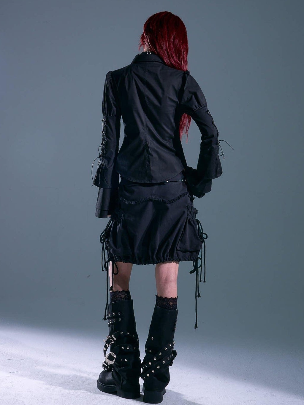 Frustration Garden Drawstring Pocket Punk Bubble Shape Mid Waist Casual City Campus Mini Skirts