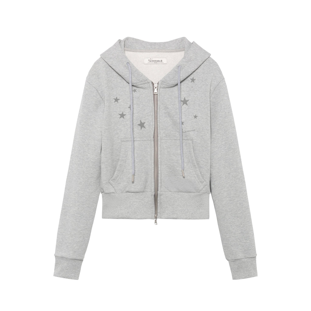 Achihara_Star_Print_Cropped_Zip_Hooded_Slim_Fit_Long_Sleeve_Women'S_Cotton_Hoodies_MISSTT