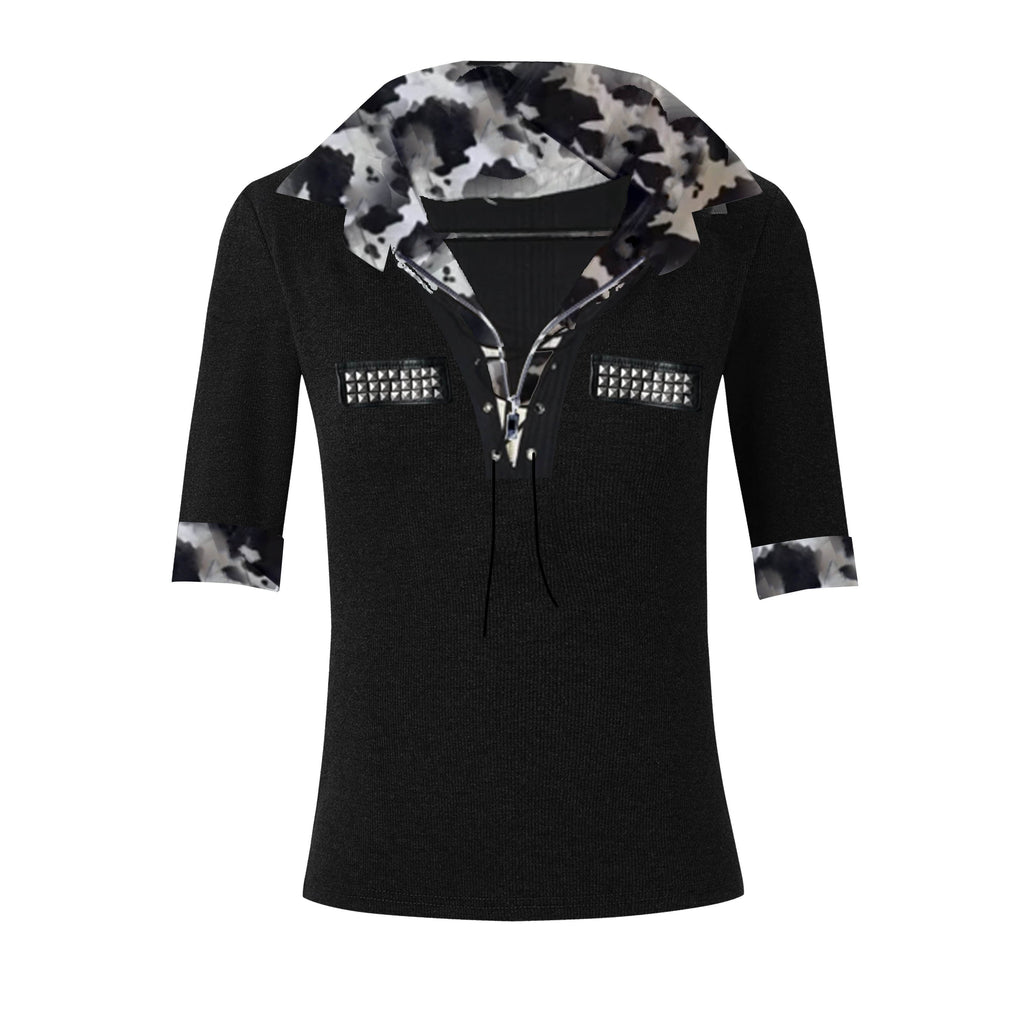 PAIKI_Sequin_Tie_Slim_Fit_Leopard_Print_Unisex_Sorona_Cotton_Zip_Long_Sleeve_T-Shirts_MISSTT