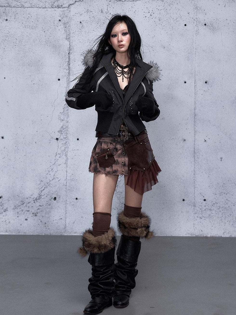 NO ROMANCE Edgy Punk Slim Fit Hooded Cropped Short Sleeve Zipper Women Puffer Jackets