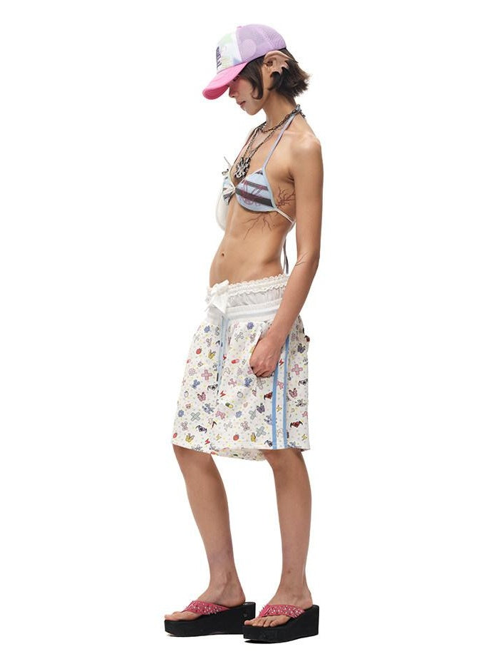CFIERCE 100% Cotton Street Relaxed Wide Leg Drawstring Natural Waist Pocket Youth White