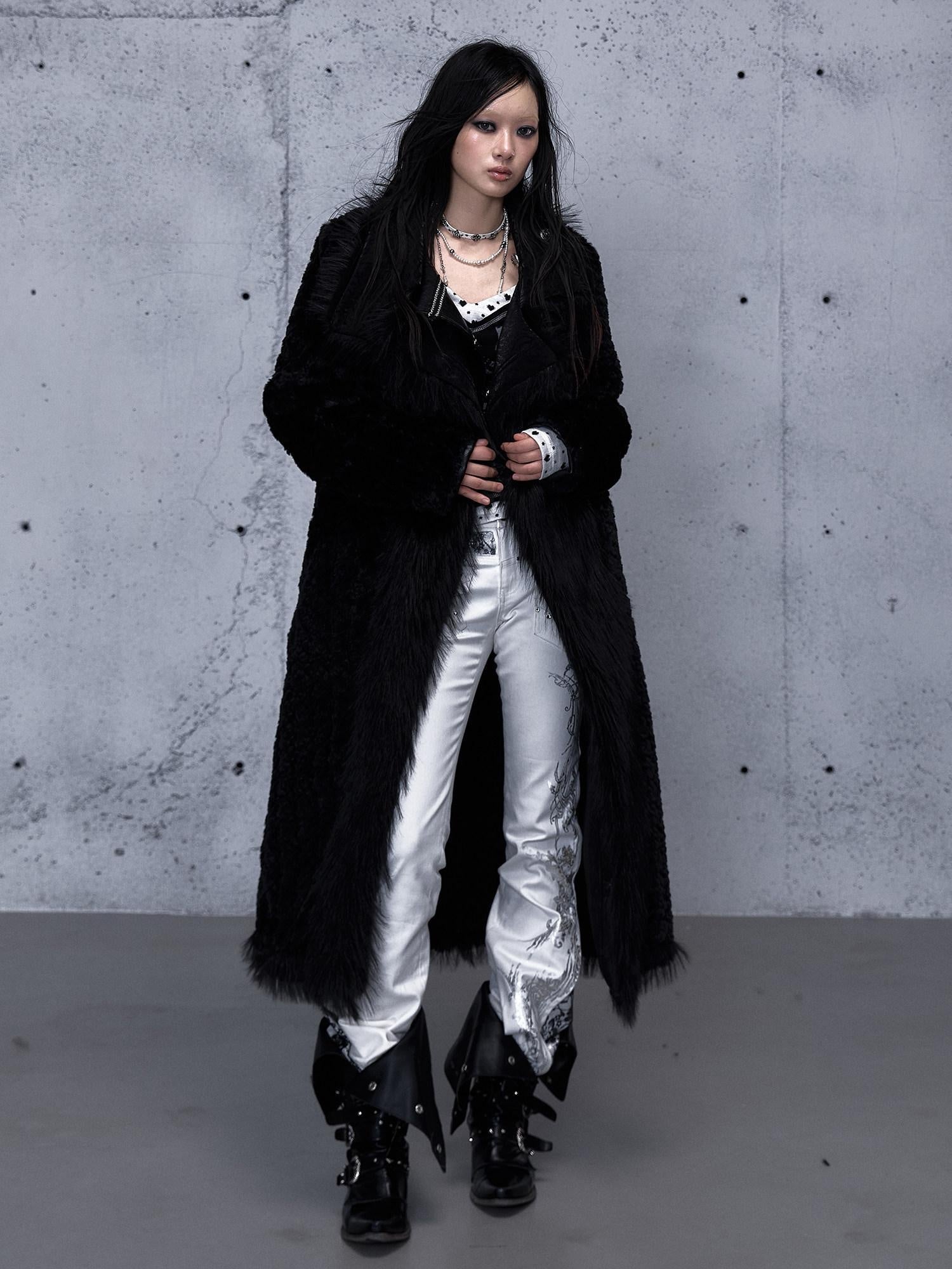 NO ROMANCE Reversible Leopard Print Punk Loose Double Breasted Women Midlength Long Coats