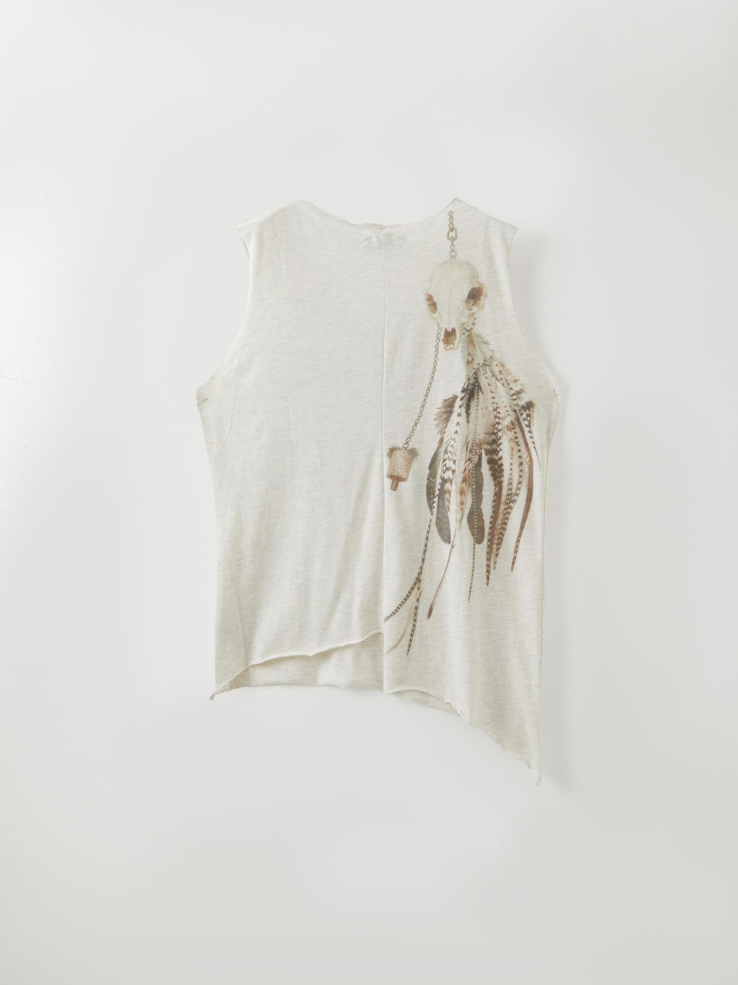 The space between Us Visual Feather Skull Rock Tribal Round Neck Women's Cotton Tank Tops