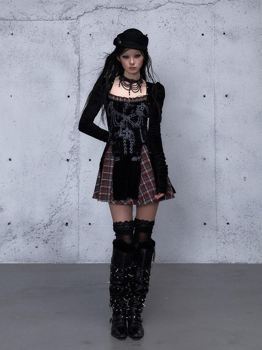 NO ROMANCE Vintage Puff Sleeve Square Neck Slim A Line Citywalk Party Casual Mini Dresses