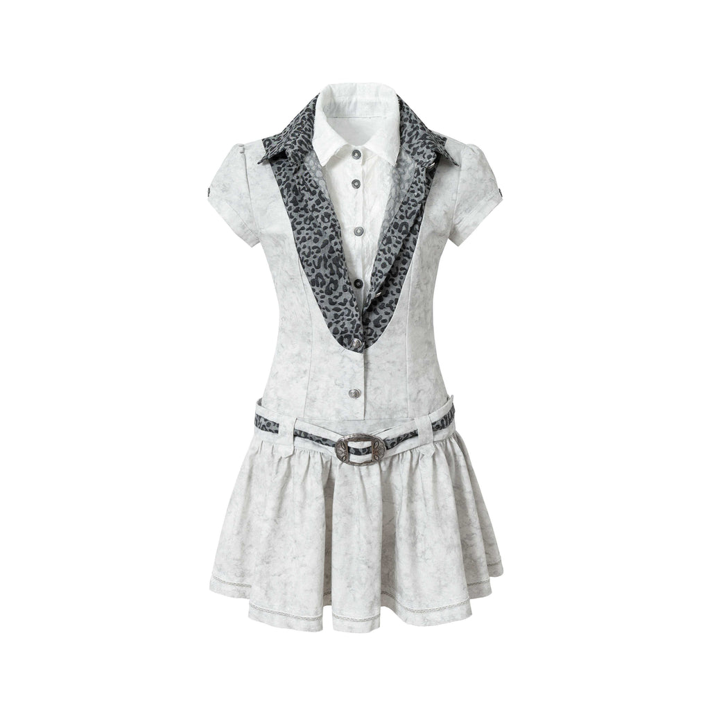 NO_ROMANCE_Layered_Patchwork_Polo_Collar_Slim_Short_Sleeve_Travel_Washed_White_Blouses_MISSTT
