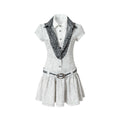 NO_ROMANCE_Layered_Patchwork_Polo_Collar_Slim_Short_Sleeve_Travel_Washed_White_Blouses_MISSTT