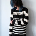 PAIKI_Minimal_Commuter_Letter_Print_Black_White_Stripes_Unisex_Knit_Sweaters_MISSTT