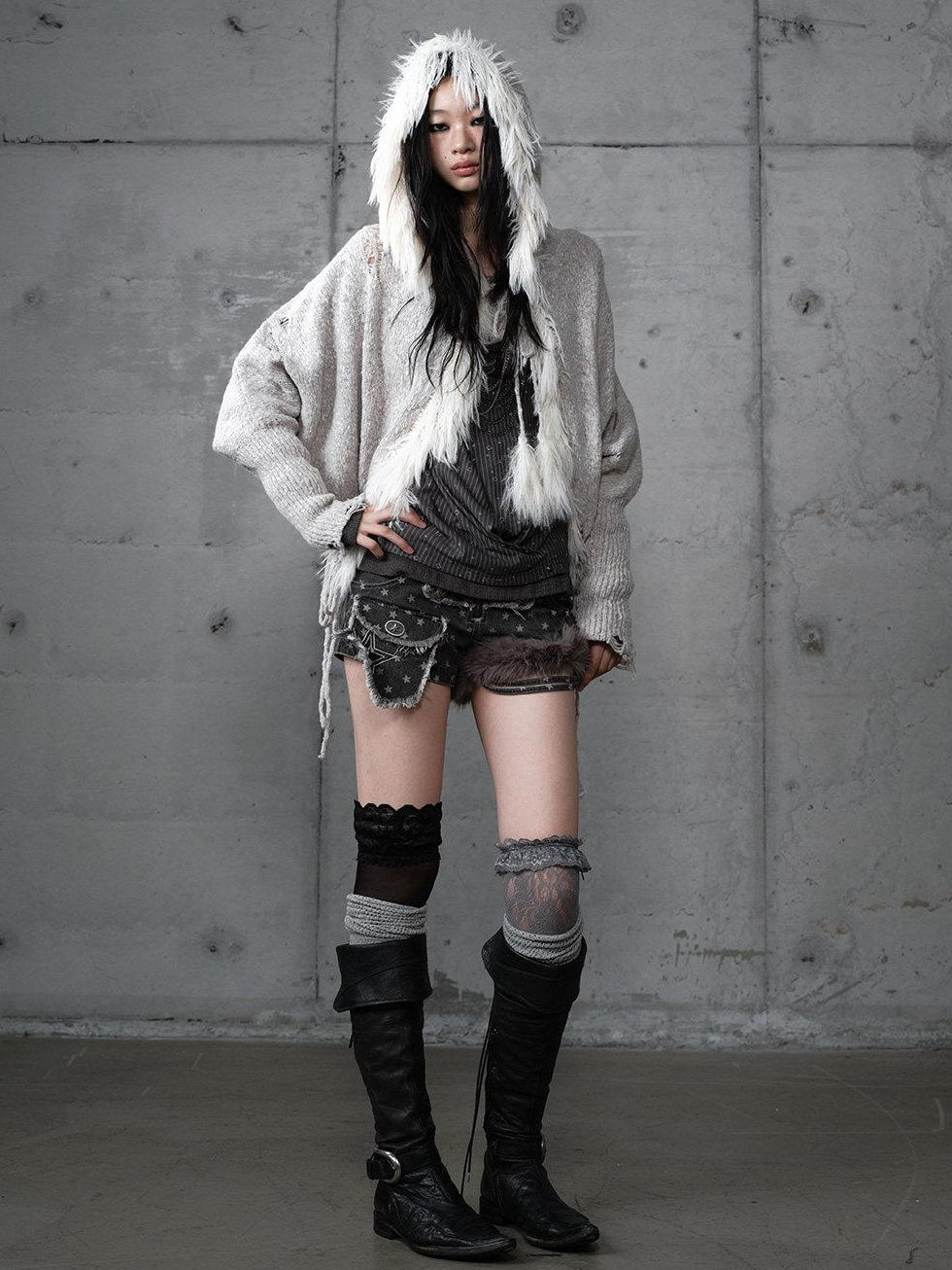 NO ROMANCE Cozy Wool Blend Vintage Loose Fringe Batwing Cardigan Women Knit Sweaters