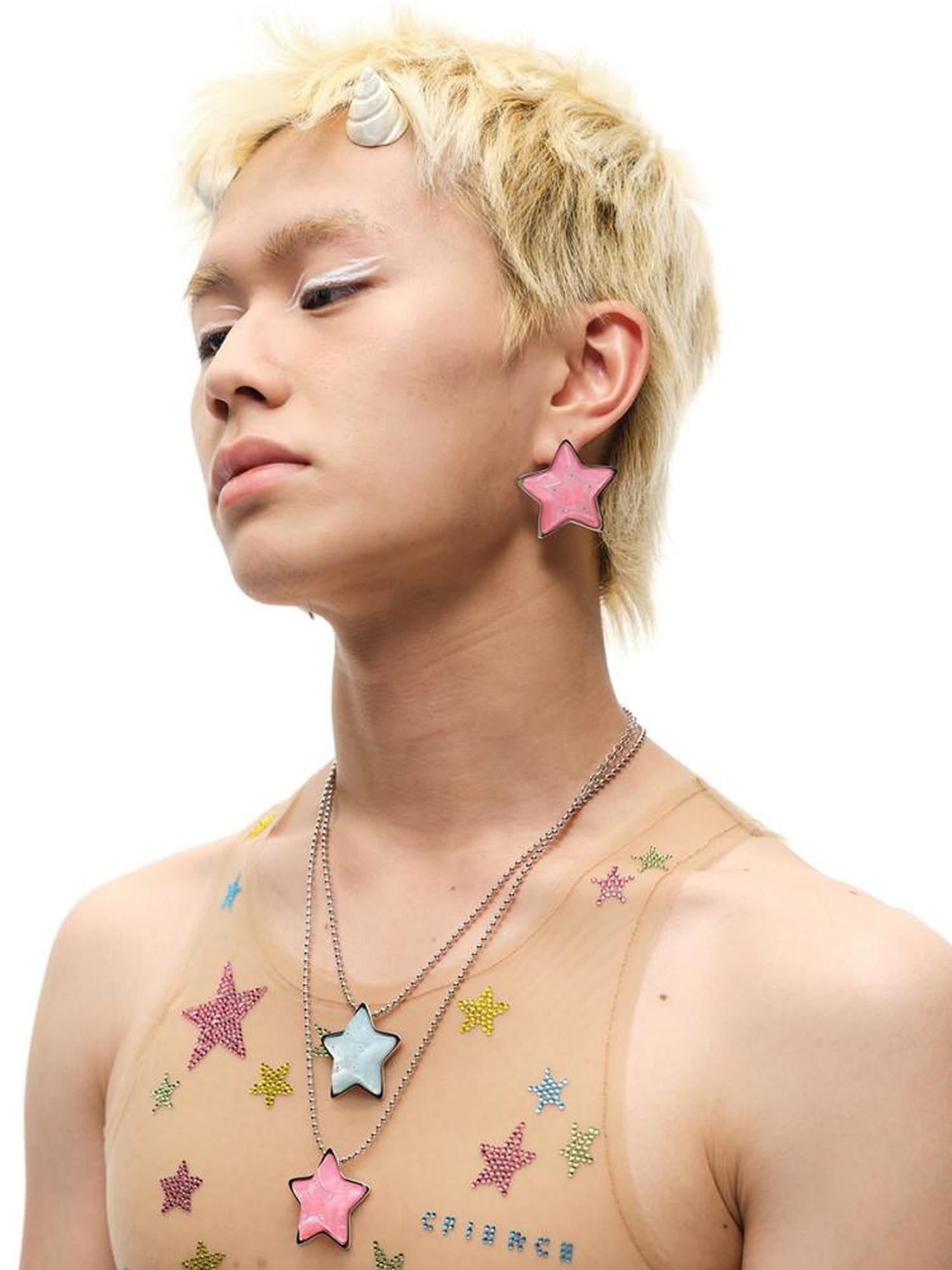 CFIERCE Premium Brass Mismatched Pink Blue Original Design Unisex Earrings 耳环