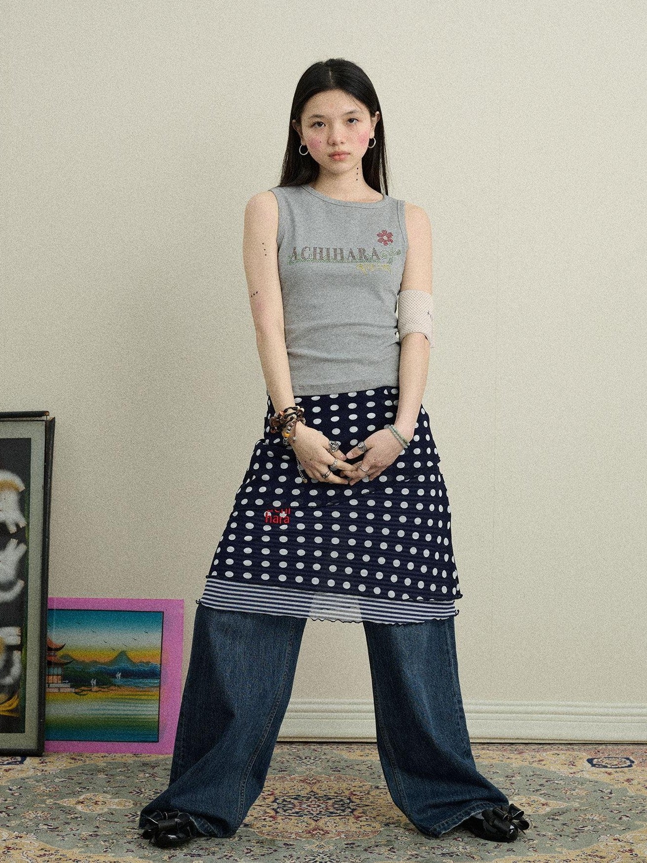 Achihara Hotfix Rhinestone Letter Print Women'S Cotton Stretch Tank Tops