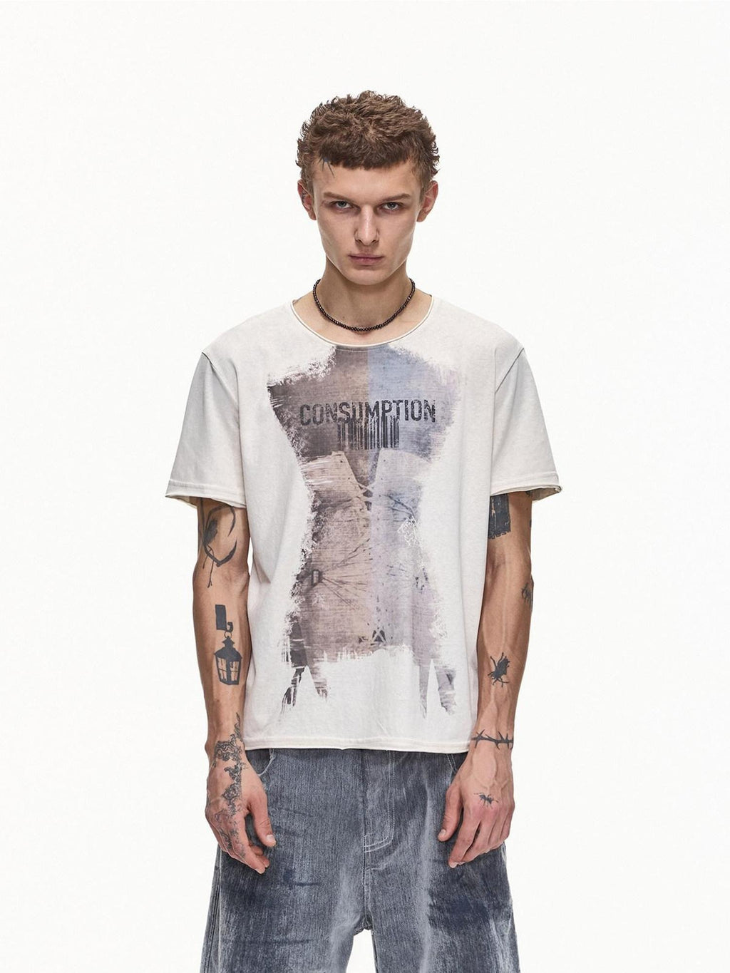 EMOBROTHER Wrinkle Free Loose Fit Letter Print Unisex Cotton Blend Short Sleeve T-Shirts