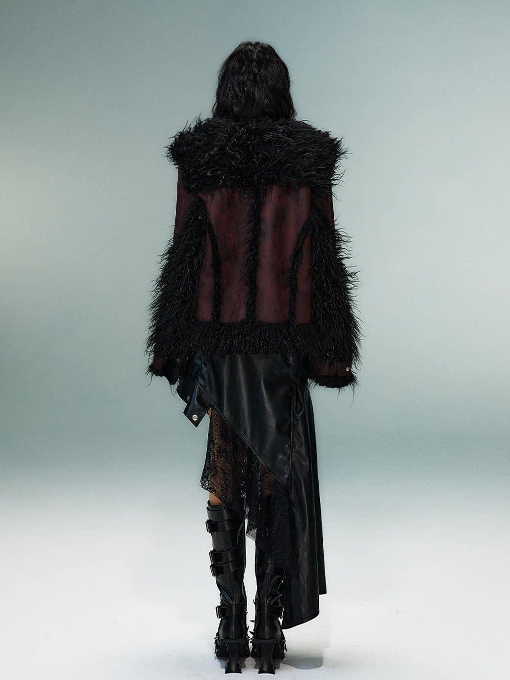 Frustration Garden Warm Oversized Original Zip Patchwork Faux Fur Studs Women Casual Jackets